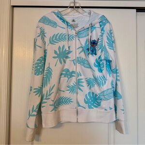 Disney Parks Stitch Blue White Graphic Zip-up Hoodie Large